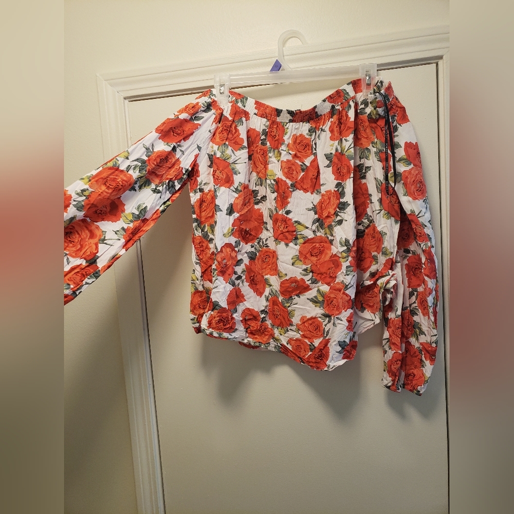 Cropped Floral OTS Top